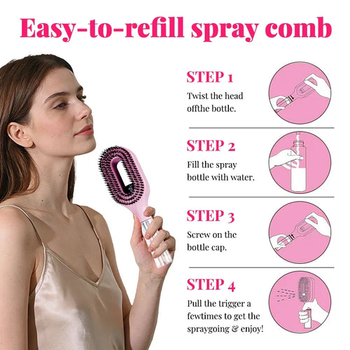 2-in-1 Spray Comb & Scalp Massager – Hydrating Hair Brush