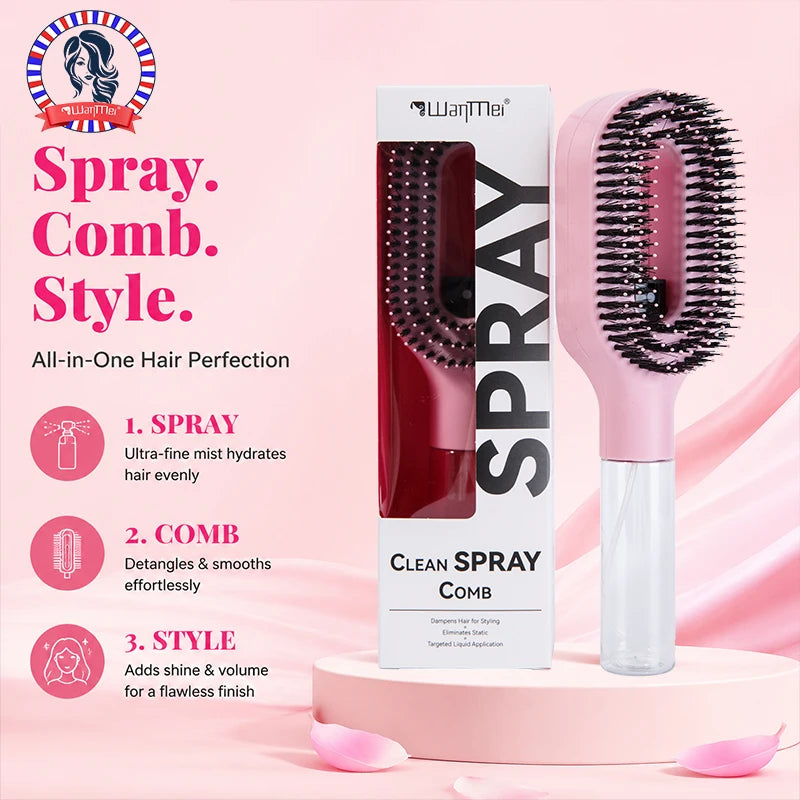 2-in-1 Spray Comb & Scalp Massager – Hydrating Hair Brush